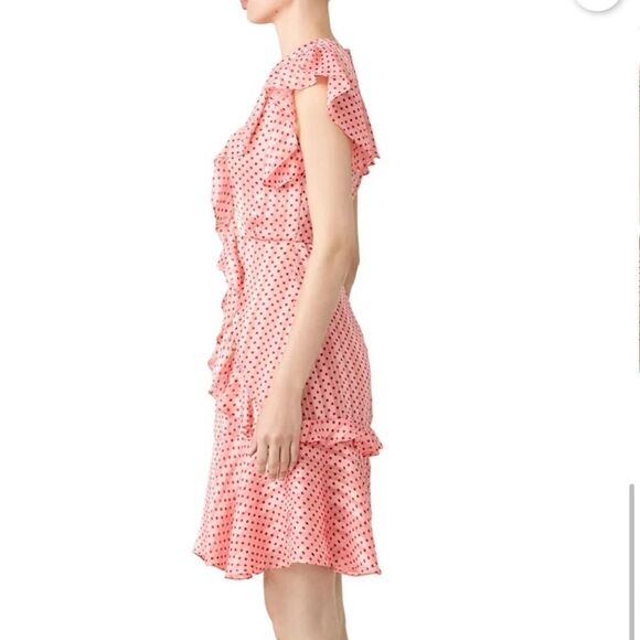 Monique Lhullier Pink Polka Dot Ruffle Mini Dress | Size 8 - Picture 3 of 13